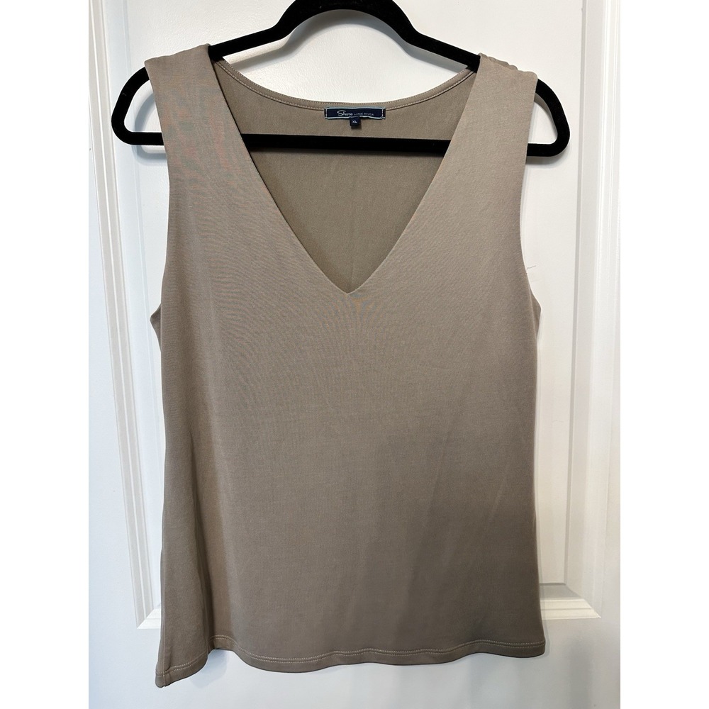Shore Women's V-Neck Tan/Beige Sleeveless Tank Top‎ XL In EUC!